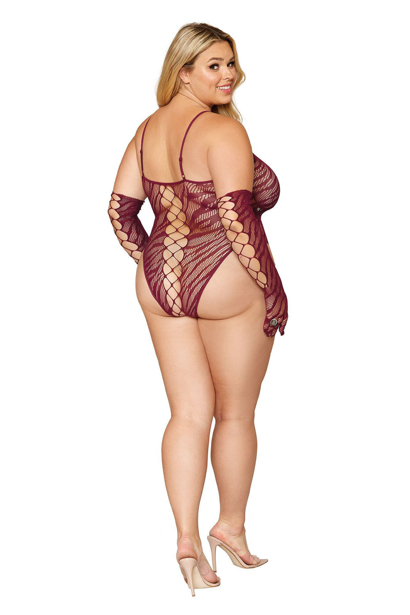 Seamless Zebra Fishnet Teddy Set Curvy Size