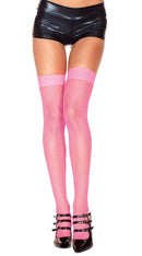 Neon Pink Fishnet Thigh High