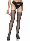 Two Piece Rhinestone Net Garter Belt and Stockings