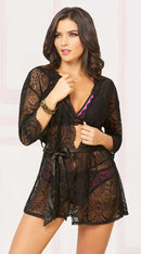 Sheer Lace Robe With Sleeves