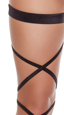 Black Pair of Leg Strap with Attached Thigh Garter