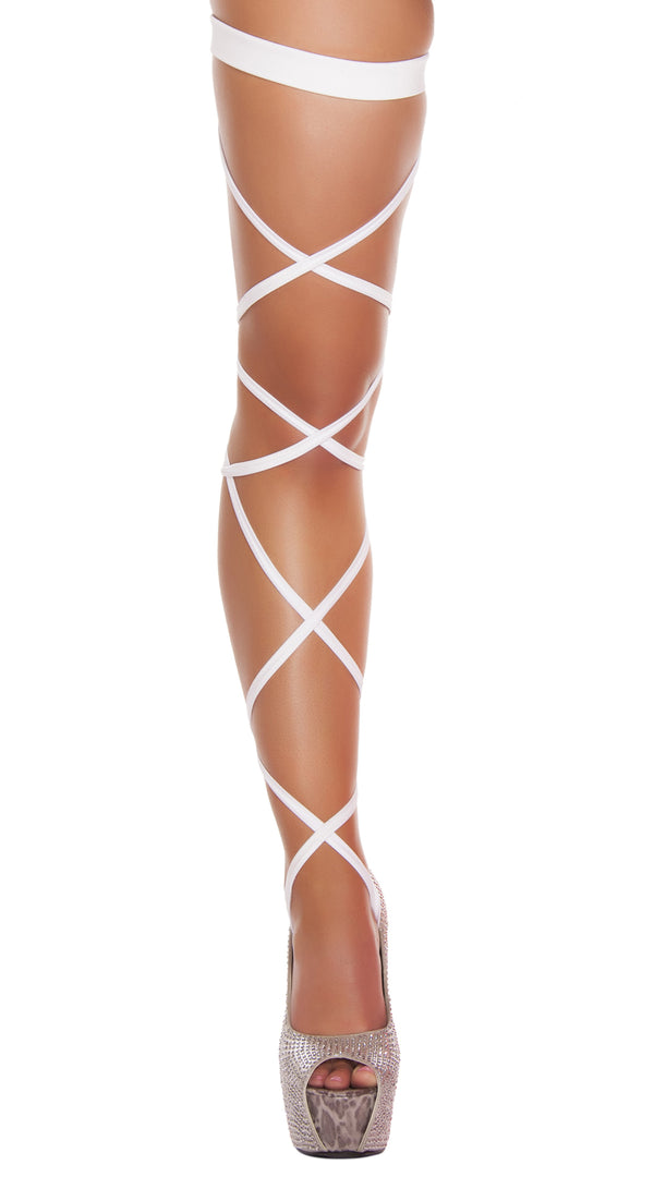 White Pair of Leg Strap with Attached Thigh Garter