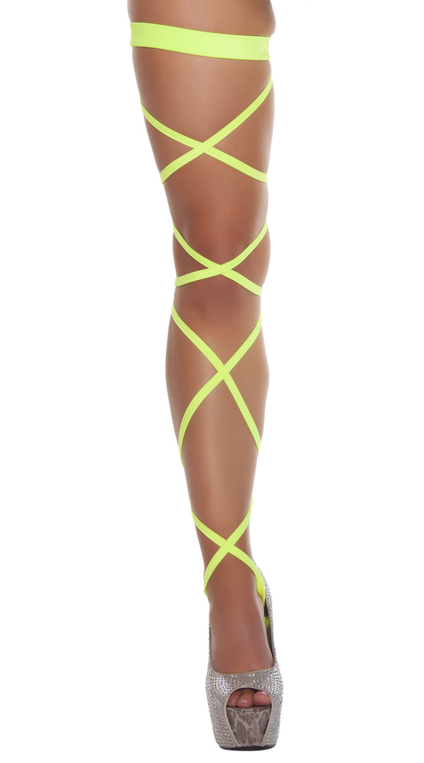 Yellow Pair of Leg Strap with Attached Thigh Garter