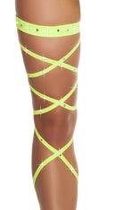 Yellow Solid Leg Strap with Attached Garter & Rhinestone Detail