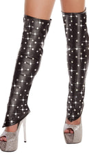 Black Leatherette Leg Warmers with Rhinestone Detail