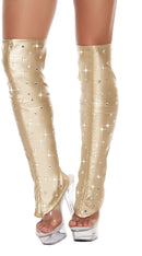 Gold Leatherette Leg Warmers with Rhinestone Detail