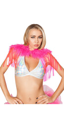 Fringed Shrug with Fur Detail