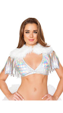 Fringed Shrug with Fur Detail