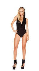 Hooded Romper with Slimmed Open Back Detail