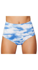 Printed High-Waisted Puckered Shorts