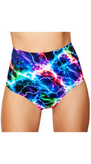 Printed High-Waisted Puckered Shorts