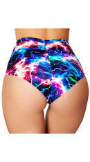 Printed High-Waisted Puckered Shorts