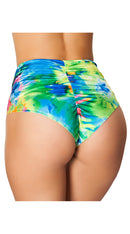 Printed High-Waisted Puckered Shorts