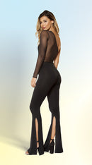 Single Sleeved Jumpsuit with Slit Bottoms