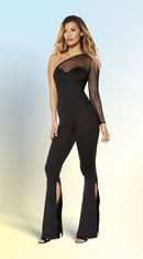 Single Sleeved Jumpsuit with Slit Bottoms