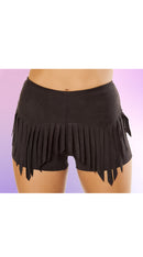 Suede Shorts with Fringe Detail