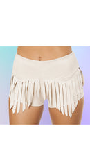Suede Shorts with Fringe Detail