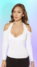 Long-Sleeved Top with Cutout Shoulders