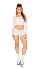 One Piece Sheer Long Sleeved Crop Top