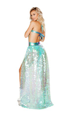 One Piece Iridescent Sequin Open Front Skirt