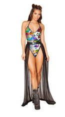 One Piece Banded Open Front Skirt