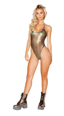 One Piece Sheer Romper with O-Ring Detail