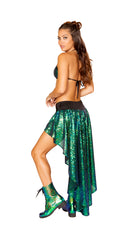 One Piece Sequin Shorts with Asymmetrical Attached Open Front Skirt