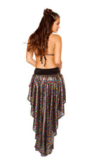 One Piece Sequin Shorts with Asymmetrical Attached Open Front Skirt