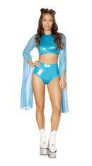 One Piece Crop Top with Flared Sheer Sleeves