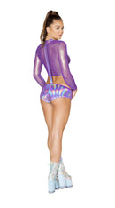 One Piece Iridescent Sheer Crop Top