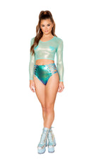 One Piece Iridescent Sheer Crop Top