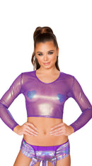One Piece Iridescent Sheer Crop Top