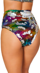 One Piece Two-Tone High Waisted Sequin Shorts