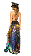 Open Banded Sequin Skirt