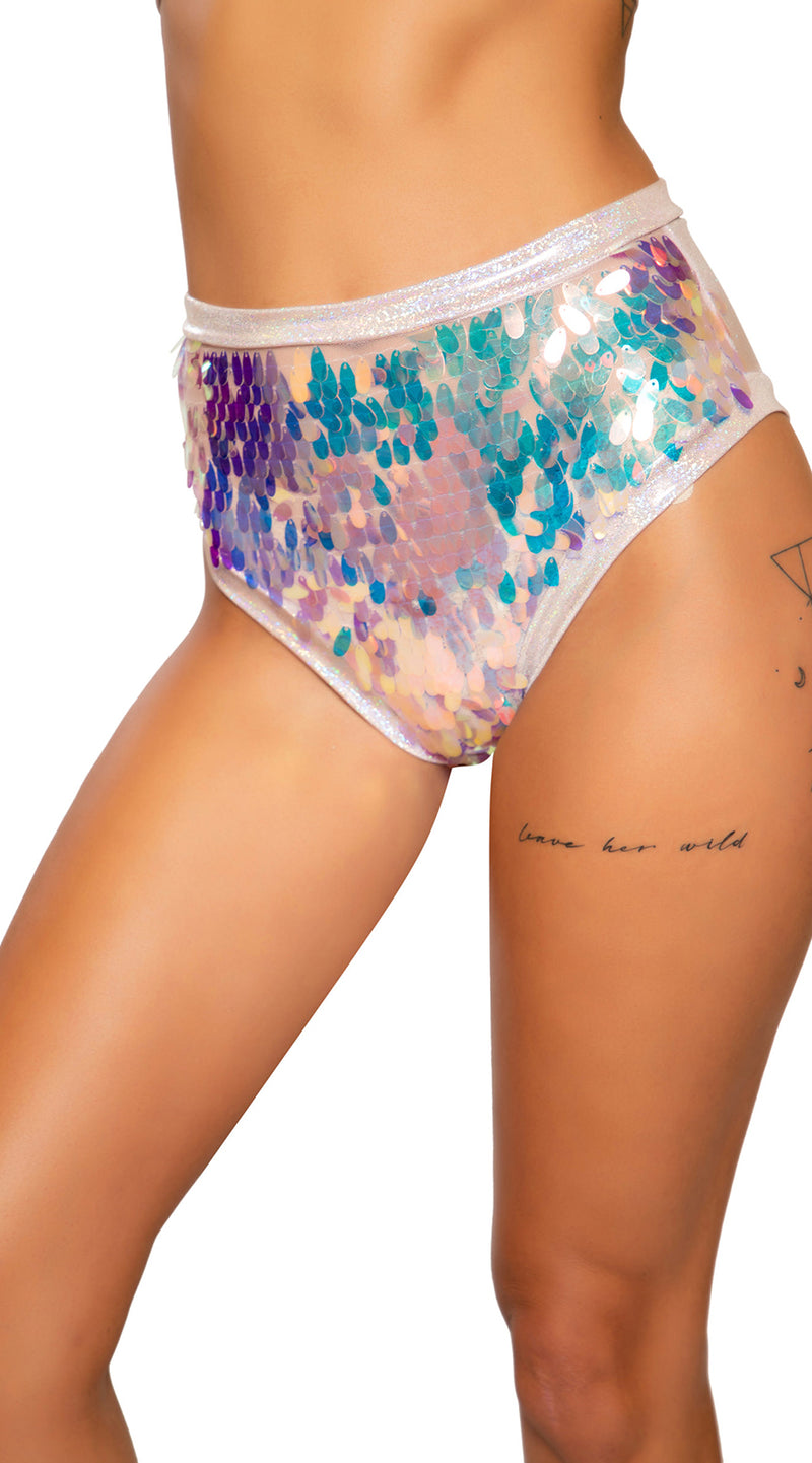 Tear Drop Sequin & Shimmer High-Waisted Shorts