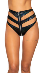 Cutout High-Waisted Shorts with Zipper Closure
