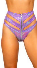 Cutout High-Waisted Shorts with Zipper Closure