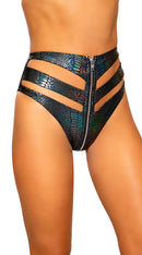 Snake Skin Cutout High-Waisted Shorts with Zipper Closure