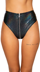 Snake Skin High-Waisted Shorts with Zipper Closure