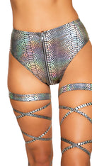 Snake Skin High-Waisted Shorts with Zipper Closure