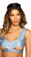 Shimmer Crop Top with Underboob Cutout