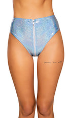 Shimmer High-Waisted Shorts with Zipper Closure