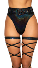 Shimmer High Rise High-Waisted Shorts with Belt Detail