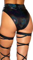 Shimmer High Rise High-Waisted Shorts with Belt Detail