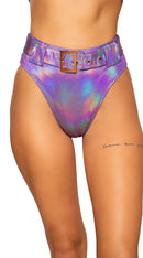 Shimmer High Rise High-Waisted Shorts with Belt Detail