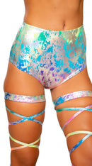 Rainbow Splash High-Waisted Shorts