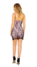 Eyelash Lace Mini Dress with Contrast Color Lining