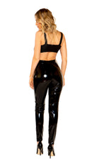 Stretch Vinyl Pants with Dummy Pockets