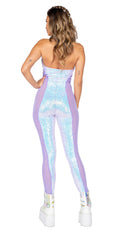 One Piece Haltered Catsuit with Mesh and Sequin Detail