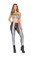 Two-Tone Sheer & Snakeskin Pants